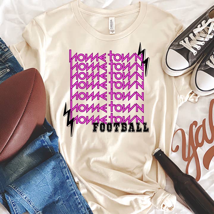 Friday Night Wives - Wholesale T-Shirt (Graphic) - Women's - Fun Pink Hometown Football T-Shirt | Sports Graphic Tee