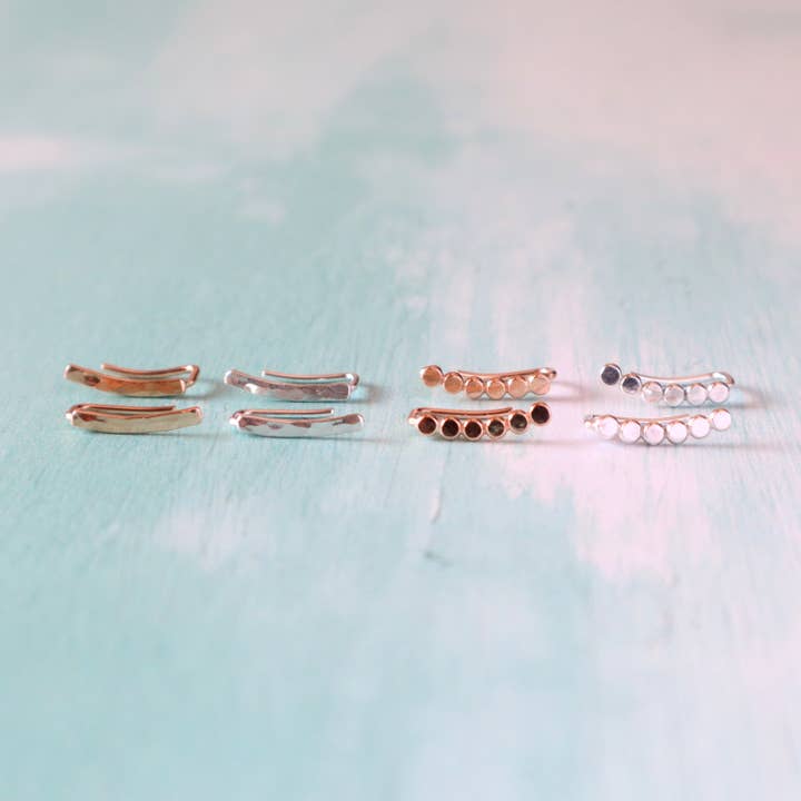 Blossom and Shine - Wholesale Ear Jackets/Climbers - Mini Ear Climbers | Hammered Bar or Beaded | Silver or Gold2