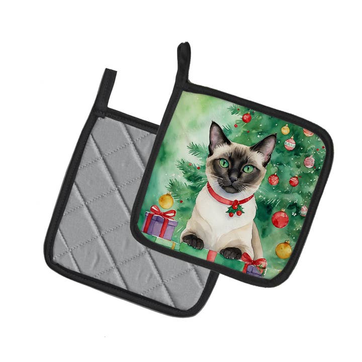 Caroline's Treasures - Wholesale Oven Mitt/Pot Holder - Siamese Cat By the Christmas Tree Pot Holders DAC7256