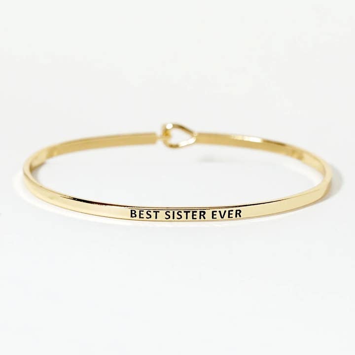 Wild Honey - Wholesale Bangle Bracelet - Best Sister Ever Engraved Inspirational Bangle Bracelet