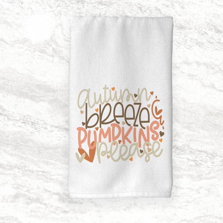 Fall Towel | Autumn Breeze and Pumpkins Please for wholesale by Sew Many Blessings LA