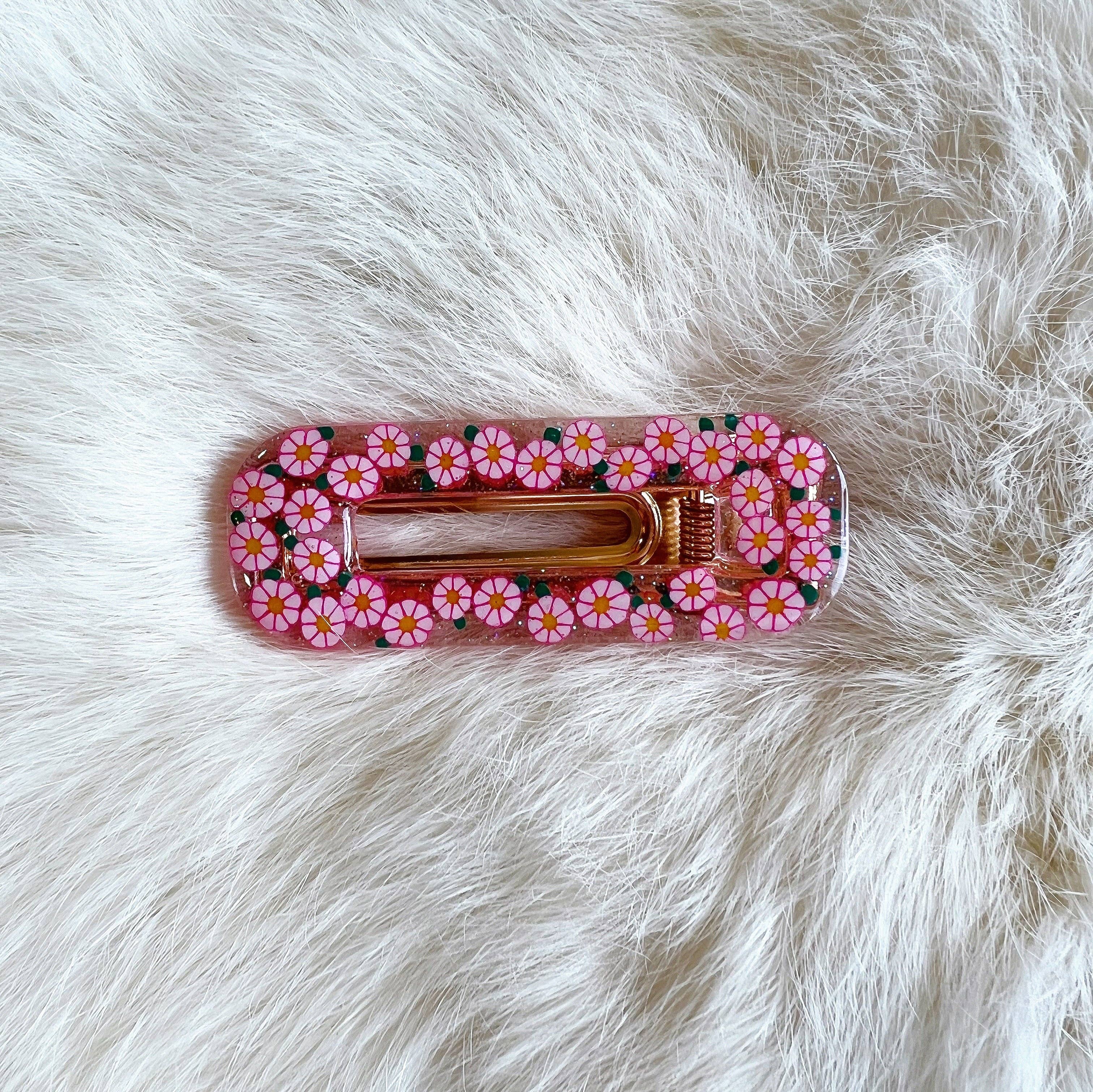 Coco's Musings - Wholesale Hair Clip - Women's - Garden Party Pink Daisies Hair Clips0