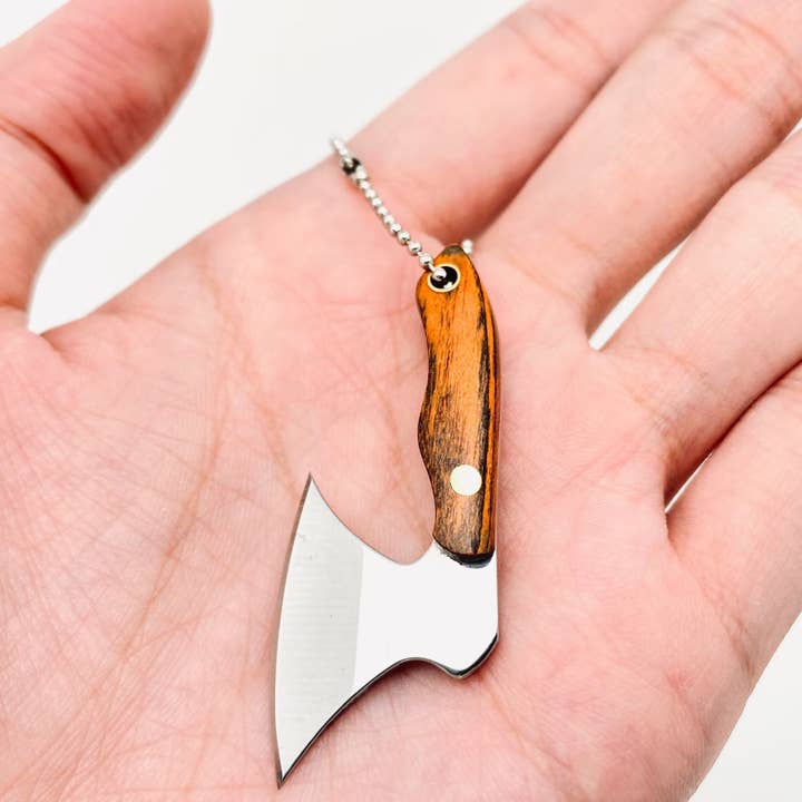 Mio Queena - Wholesale Pocket Knife/Holder - Wooden Handle Mini Stainless Steel Axe With Protective Cover