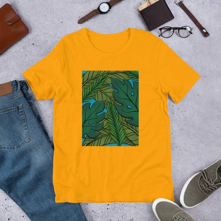 T-shirt foglie tropicali per la vendita all'ingrosso da parte di emilyckohl