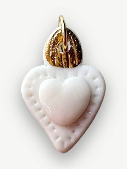 Charms - Hanger in Porselein Hart Wit Vlam Goud voor wholesale door Tiké Jewels