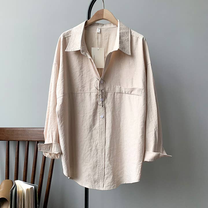 Rosa Clothing - Wholesale Button Down Shirt - Women's - Lightweight blended suede textured blouse11