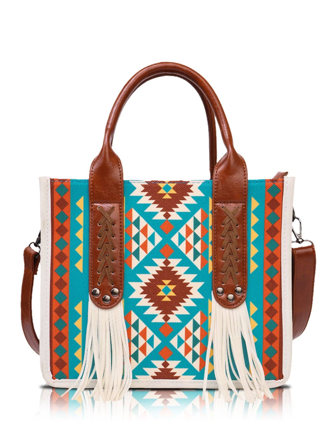 sassy kids palace - Wholesale Tote bag – Women's - White Fringe Aztec Western Tote Bag