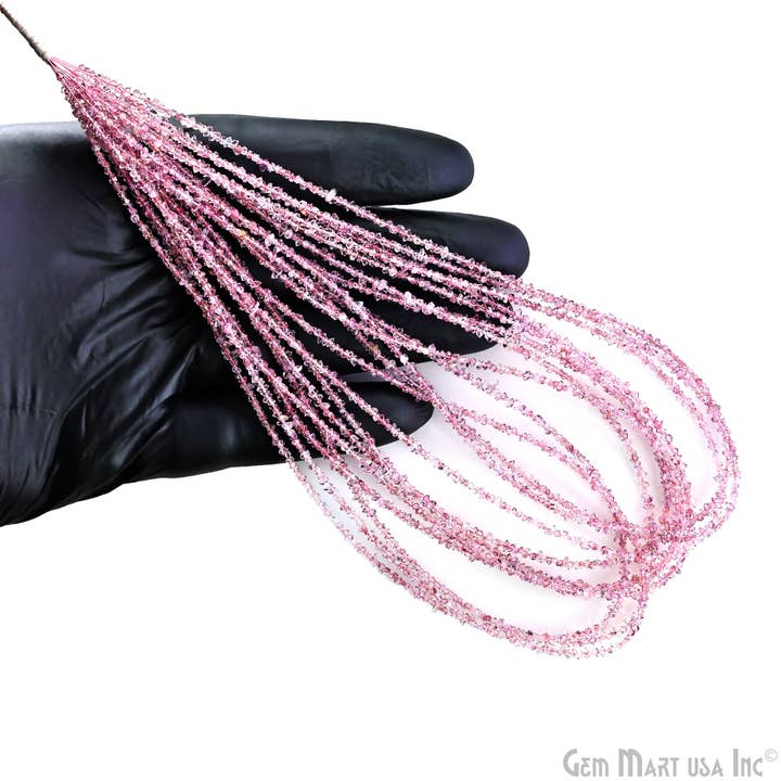 Pink Herkimer Diamond Crystal Beads, Drilled Gem Strand,16" for wholesale by GemMartUSA