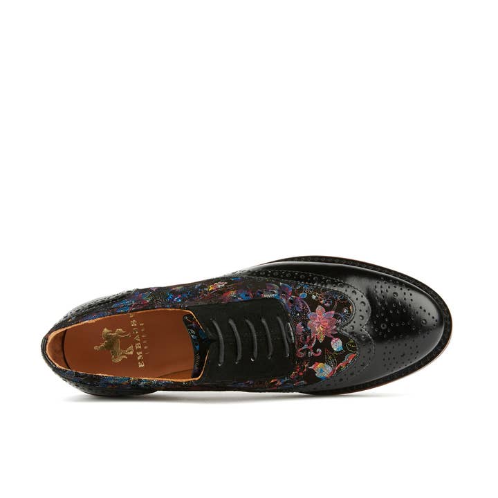 Embassy London – wholesale Brogue shoes – Women's – Vivienne - Black Flower5