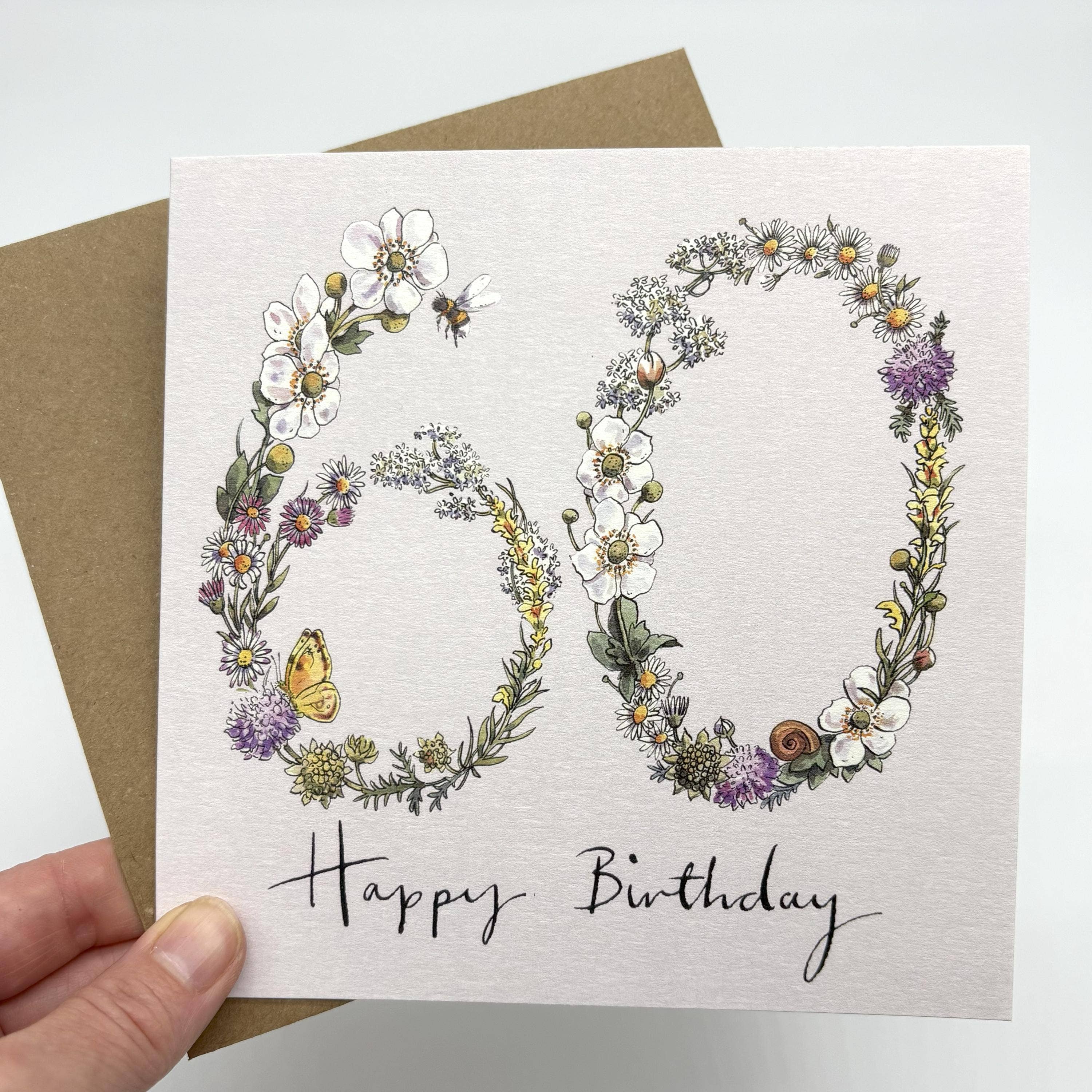 Ink and Snail Limited - Wholesale Birthday Card - 60th Birthday Card - Wildflower1