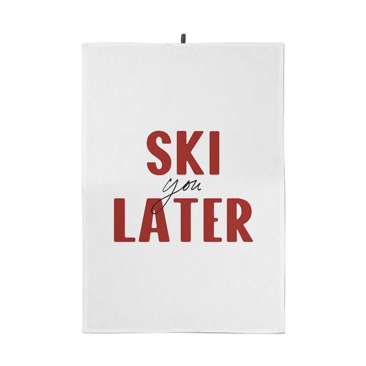 100% cotton ski tea towel for wholesale by Coast and Valley