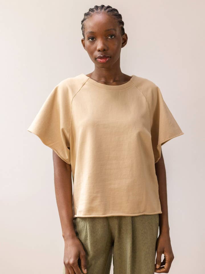 Ruimvallende korte mouwensweater voor wholesale door PAN Producto Básico