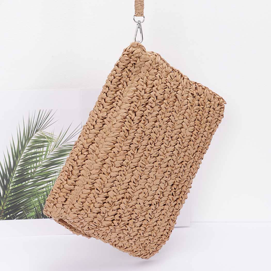 3AM BY H&D ACCESSORIES - Venta al por mayor Bolso de mano - Mujer - Bolso de mano con solapa delantera con múltiples carcasas de paja sintética3