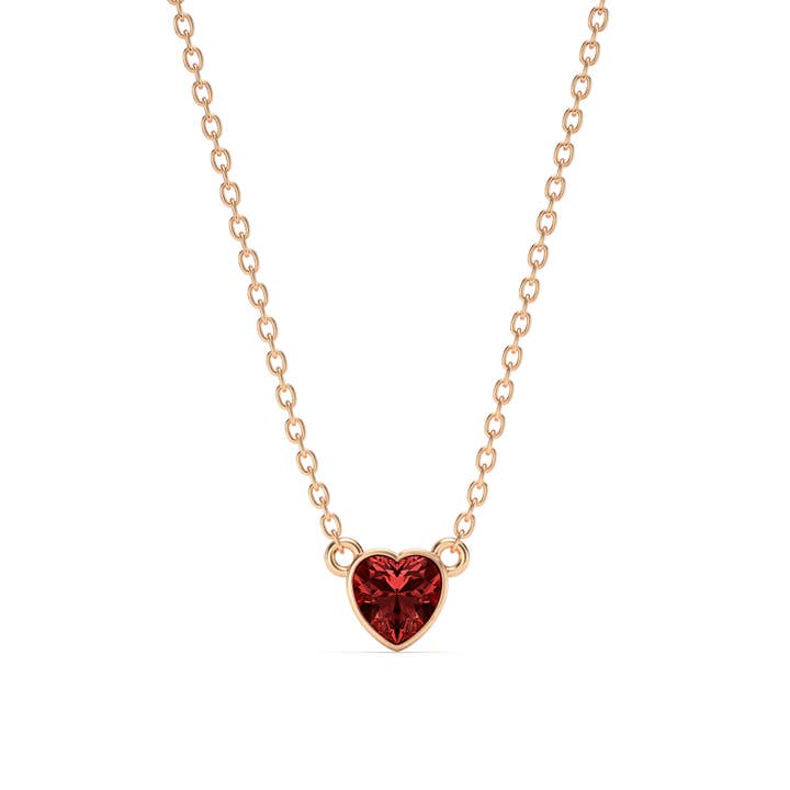 Petite Heart Solitär-Halskette mit Rubinkristall, rosévergoldet für den Großhandel von My Jewellery Story