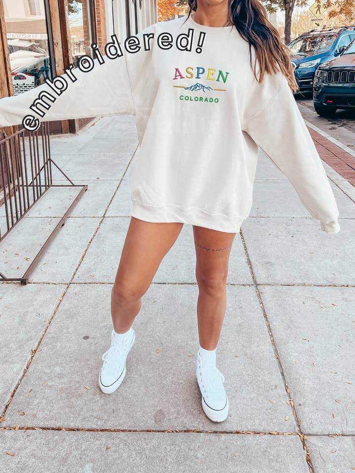 Aspen Colorado Embroidered | Crewneck Sweatshirt for wholesale by The Vaulty