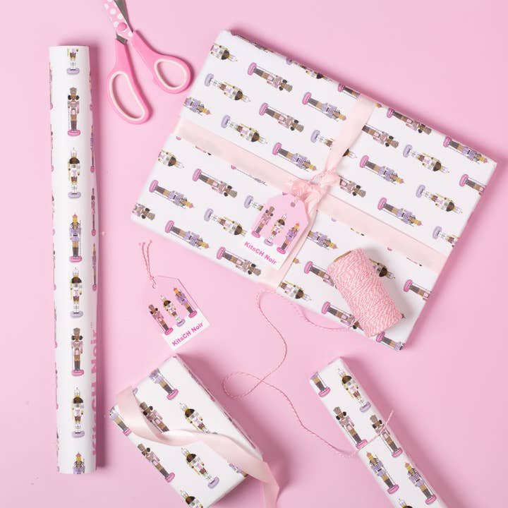 Nussknacker-Geschenkpapier, Weihnachtsmotiv, Schwarz, 1 Blatt für den Großhandel von KitsCH Noir