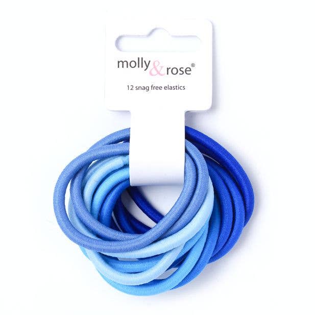 Inca UK – wholesale Hair tie – Elastics - Blue Mix - Card of 12 - 4mm Thick