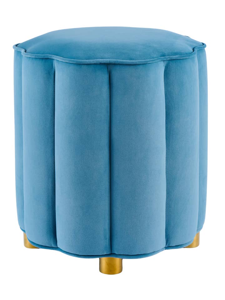 Petal Ottoman - Blue Velvet for wholesale by The Art of Creating Inc