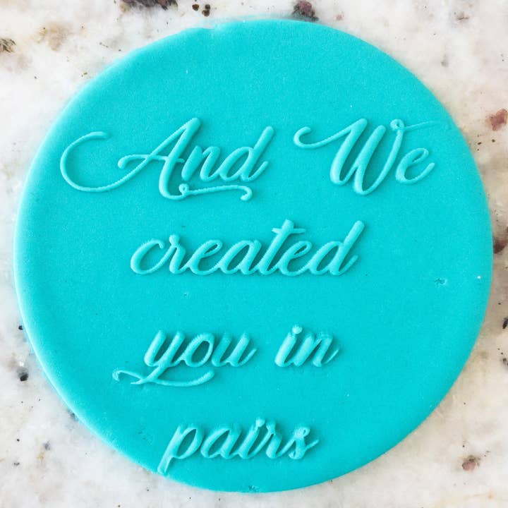 And We Created You In Pairs Biscuit Cookie POPup Embosser St for wholesale by Cut Bake Stamp