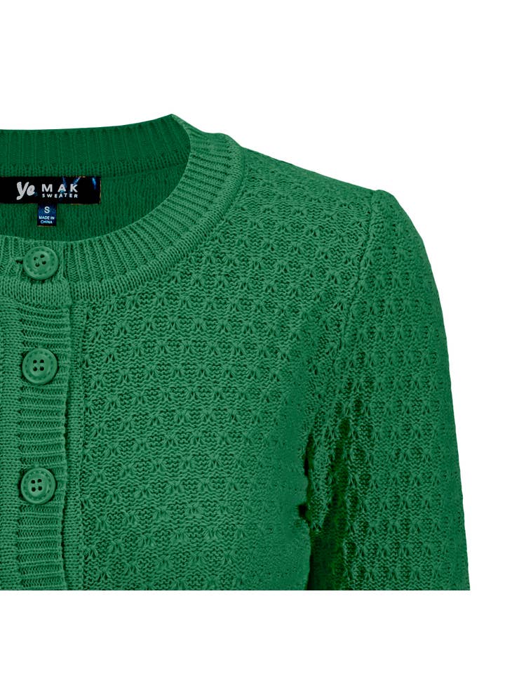 Mak – wholesale Cardigan – Women’s – 3/4 Sleeve Crewneck Knit Plus Size Cardigan Sweater MK3514PL32