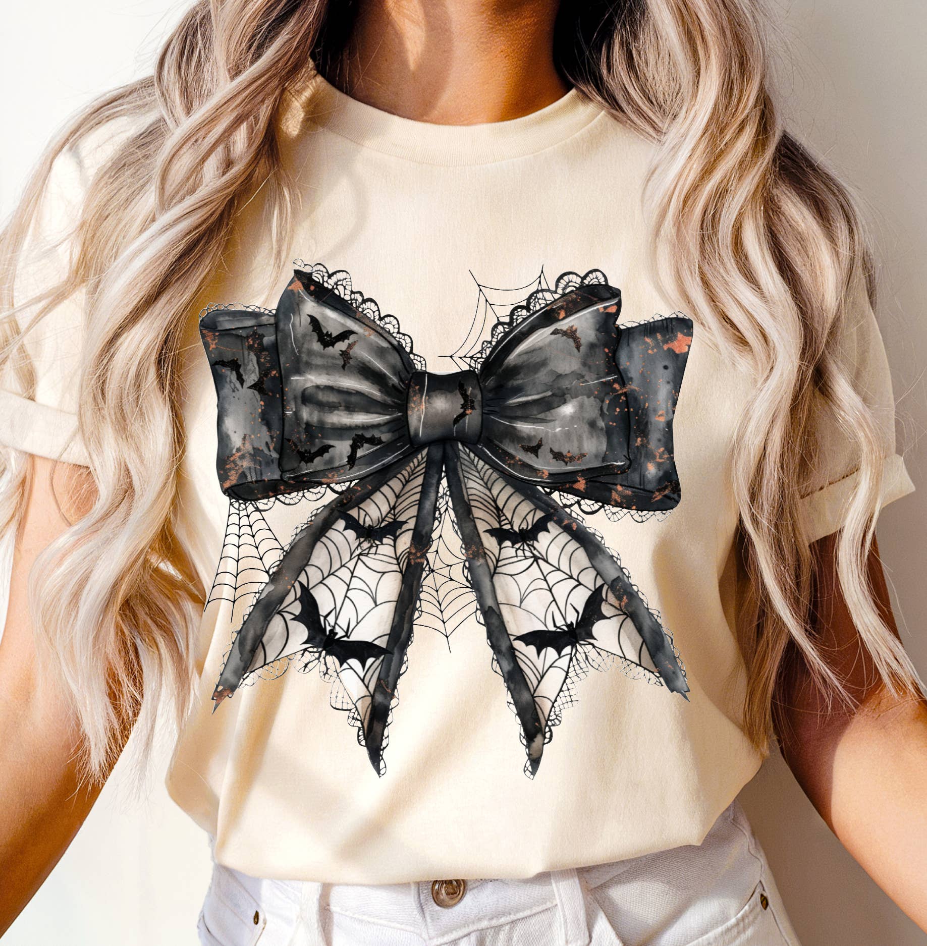 Off White COBWEB BOW CREWNECK TEE/SWEATSHIRT for wholesale on Faire