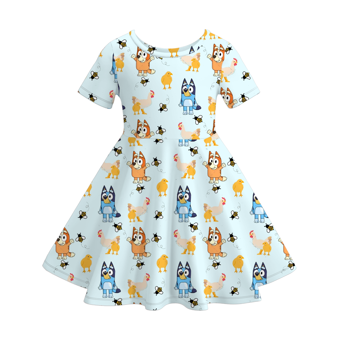 Little Trendy - Wholesale Dress - Kids - Cute Bluey cartoon twirl short sleeve dress for girls 2