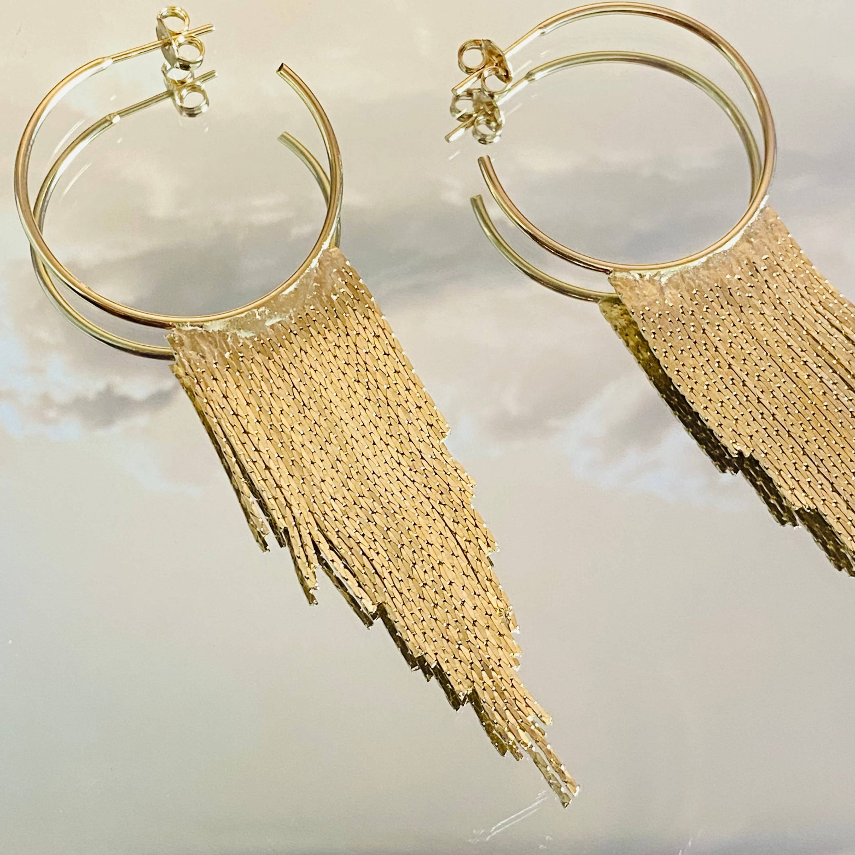 Housegoldjewelry – Engroshandel Hængeøreringe og creoløreringe – Guld frynser øreringe, dingle øreringe, guld kvast øreringe7