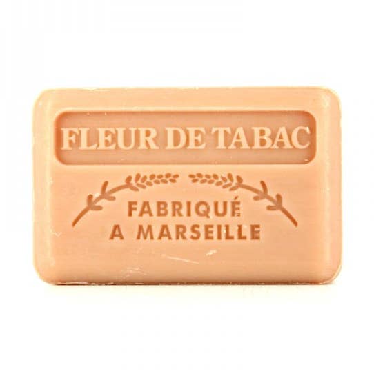 5x handgjord Savonnette Marseille-tvål med tobakblomma, 125 g för wholesale av Savons.nl - Savon de marseille distributeur