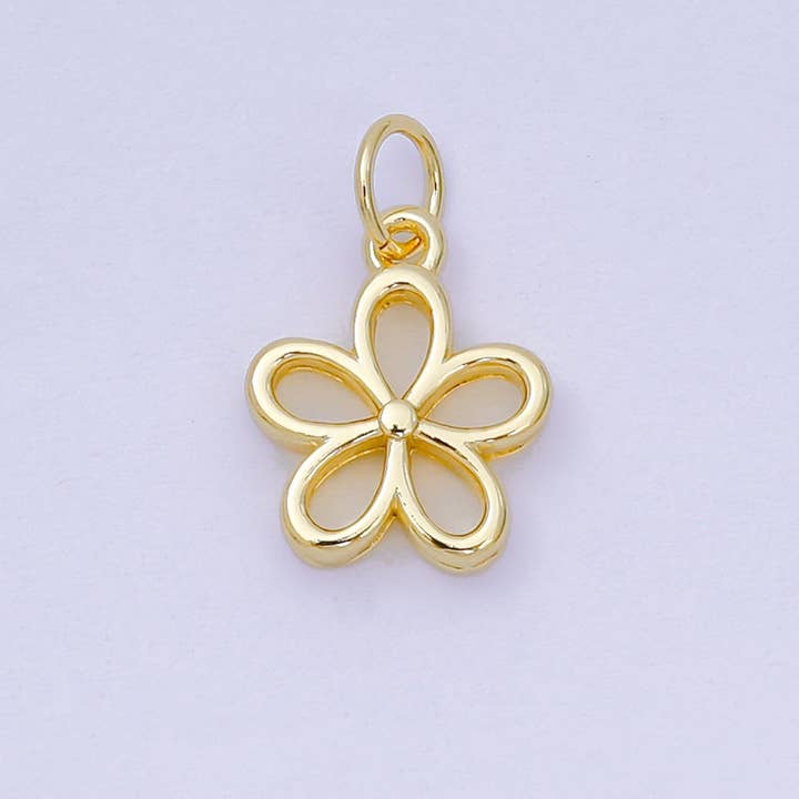 Charm Fleur Épanouie Plumeria Pétale Ouvert 12mm en Or Rempli 24K | AH677 pour la vente par Aim Eternal