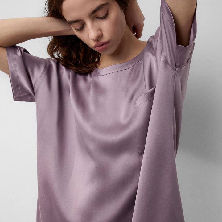 Frosted Crocus Washable Silk Oversized Sleep Tee for wholesale on Faire