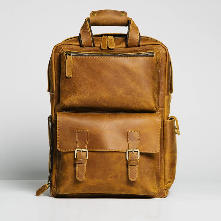 Steel Horse Leather - Wholesale Backpack - Unisex - The MANN Bag | Large Capacity Leather Camera Backpack3