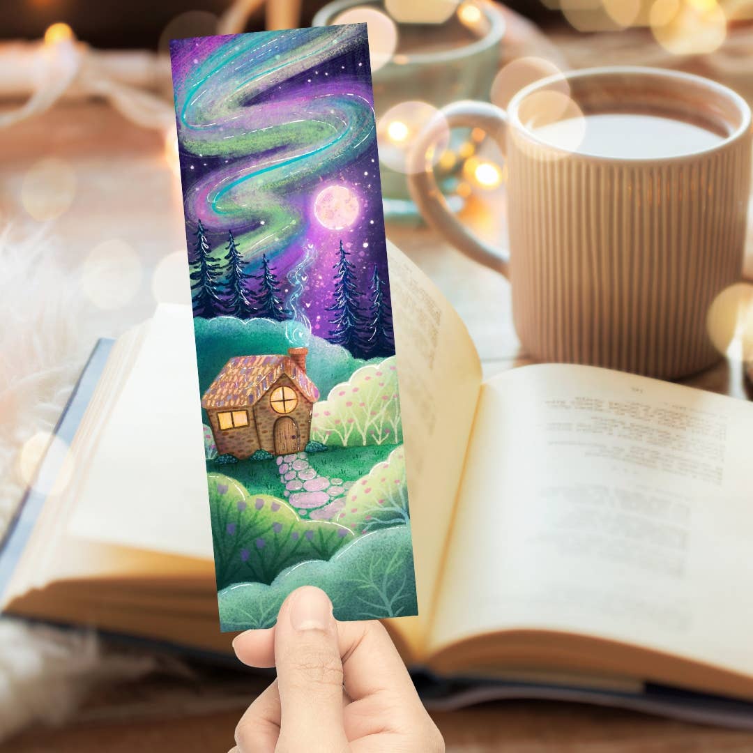 The Swimming Owl - Wholesale Bookmark - Northern Lights Bookmark | Laminated + Optional Tassel 1