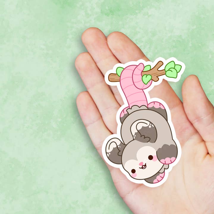 Branch Opossum Nugget Vinyl Sticker for wholesale by Bright Bat Design