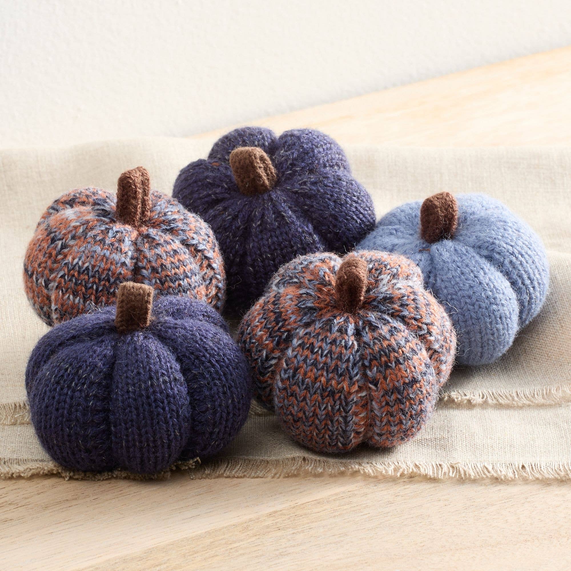 Your Heart's Content - Wholesale Decorative Tabletop Object - Cozy Pumpkins, Variegated Knit Yarn Colors, Handcrafted Gift2