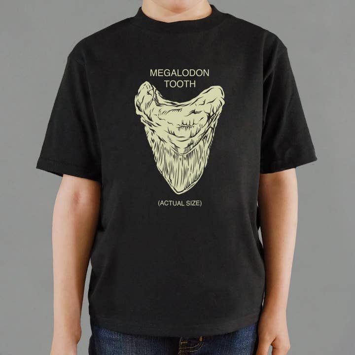 Black Megalodon Tooth Kids' T-Shirt for wholesale on Faire0