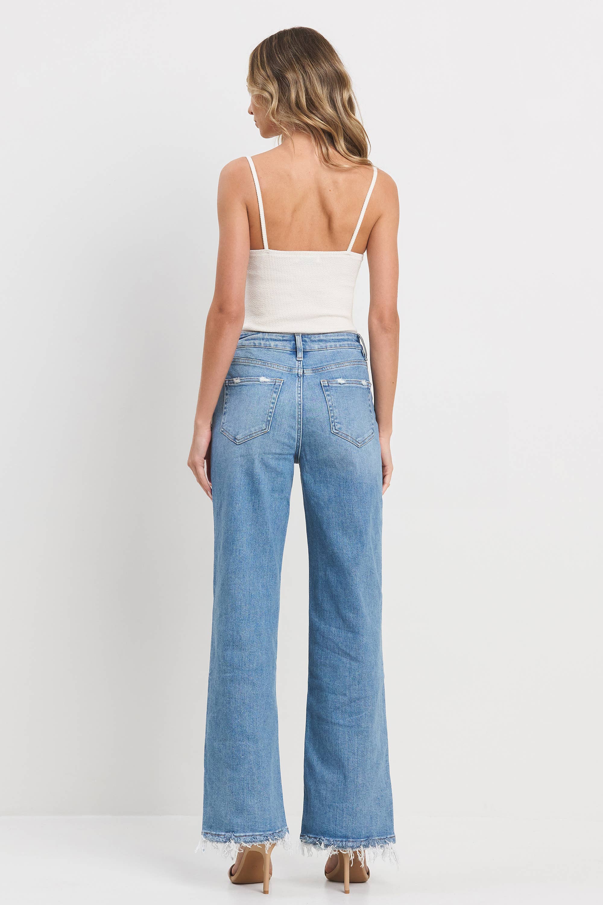 Medium Denim  High Rise Wide Leg - Slightly Faded Look for wholesale on Faire2