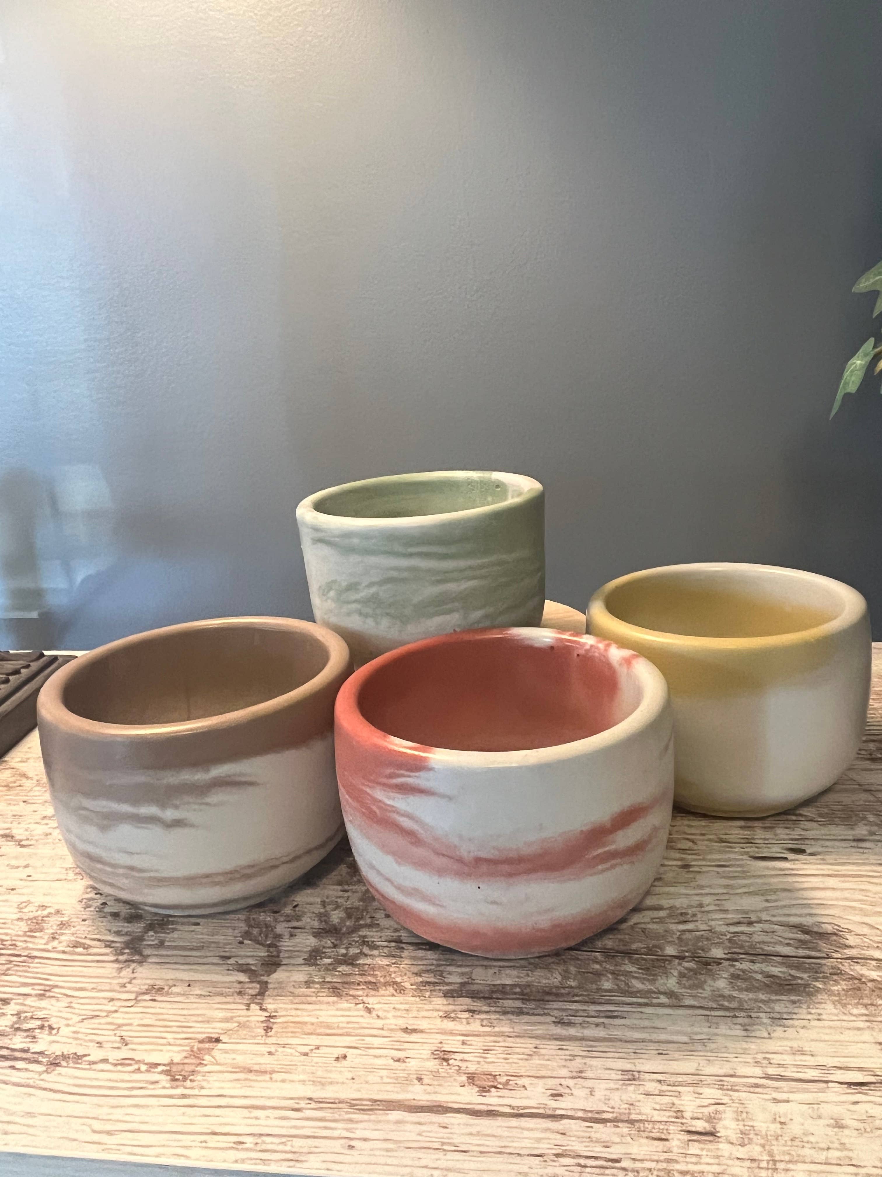 Bumblebee Candle Co. - Wholesale Candle Holder - Green Marbled Concrete Candle Vessel - 8 oz 4