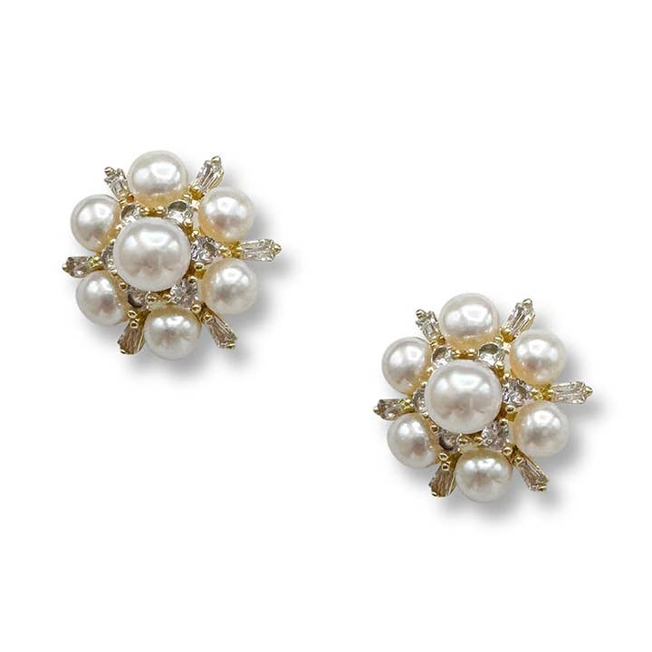 367-01-G | BOUCLE D'OREILLE FLEUR DE PERLE (OR) pour la vente par Girl With A Pearl