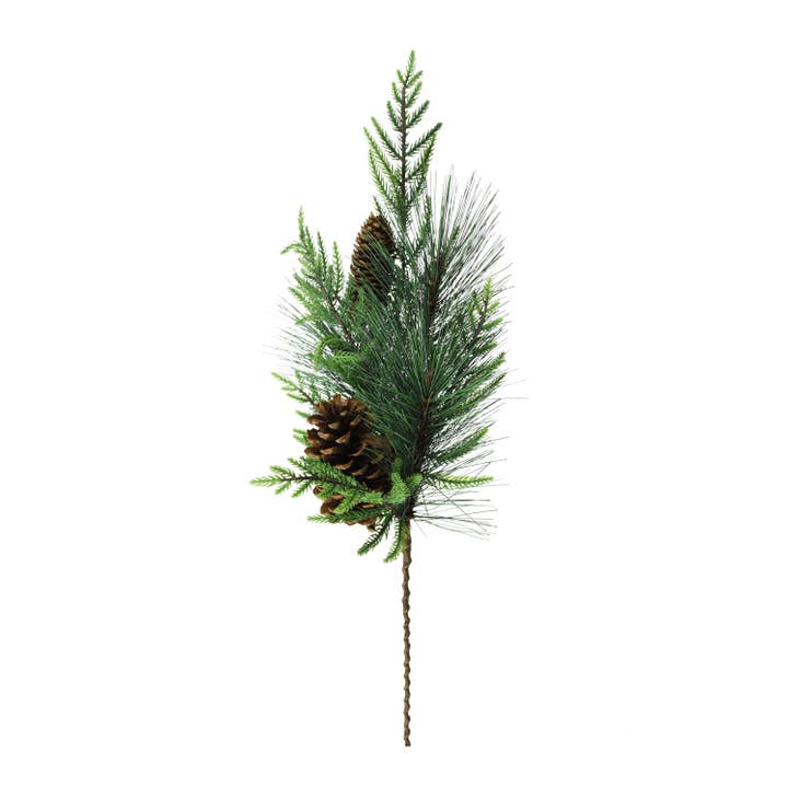 Starlight Collection – wholesale Artificial plant – Green Scottish Pine Spray with Pinecones1
