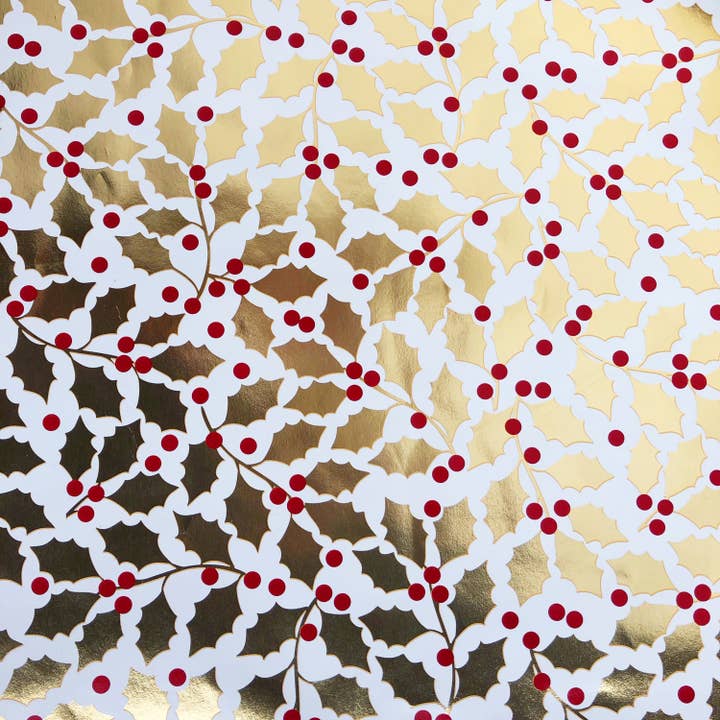 Jillson & Roberts - Wholesale Wrapping Paper Roll - Elegant Holly Wrap - Jumbo