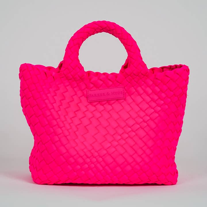 Mini Woven Tote - Neon Pink for wholesale by Parker & Hyde