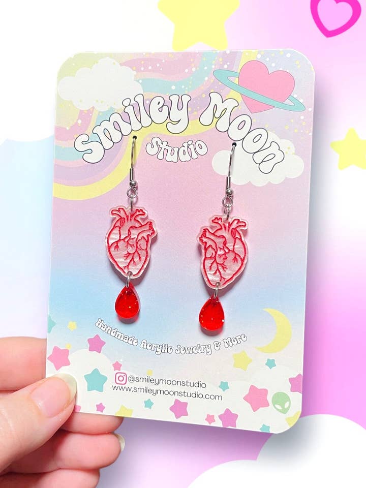 Anatomical Heart Earrings for wholesale by Smiley Moon Studio