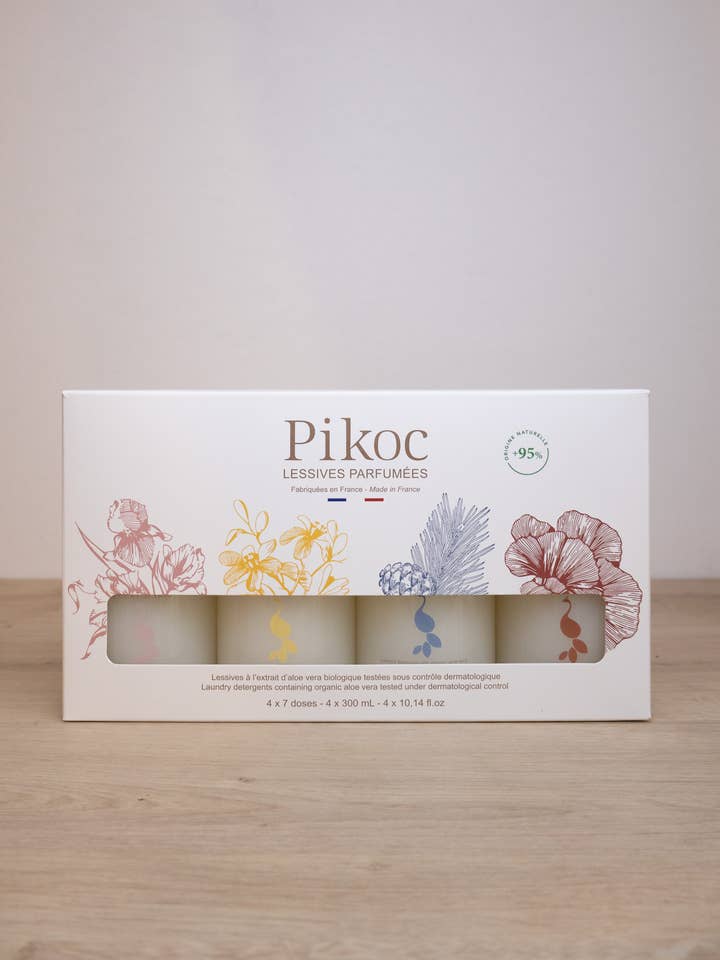 Set di detergenti per bucato in formato prova (4x300 ml) per la vendita all'ingrosso da parte di Pikoc