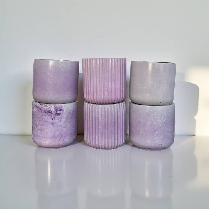 Purple Cement Candle Jar – Bold Modern Planter/Candle vessel for wholesale by Colourfuljoy Designs