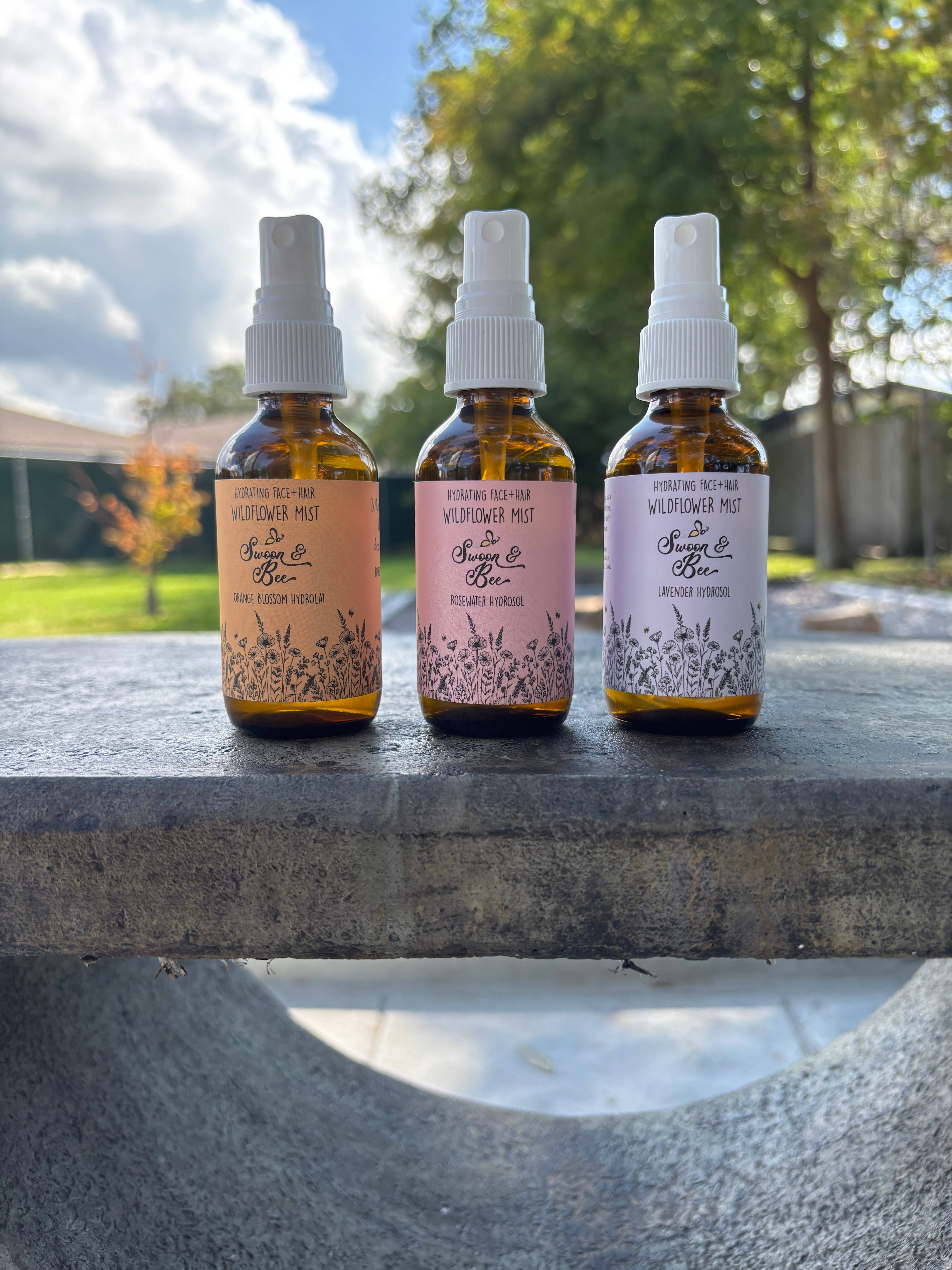 Swoon & Bee – wholesale Face & body mist/water – Rosewater Hydrosol | Wildflower Mist | Face and Hair Mist1