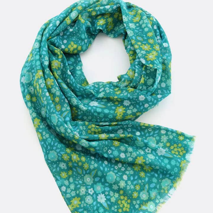 Djian - Wholesale Scarf - Women's - Scarf 100% organic cotton / Clara – green/turquoise0