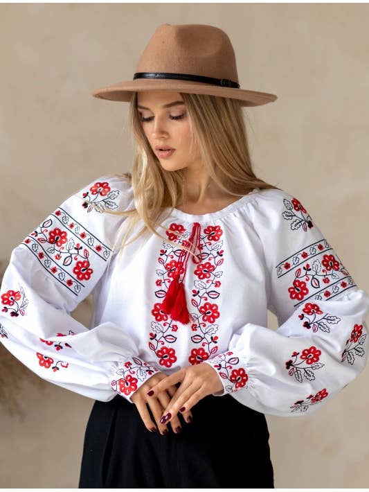 Blouse bohème de qualité bohème brodée en coton pour femmes pour la vente par Art Lev