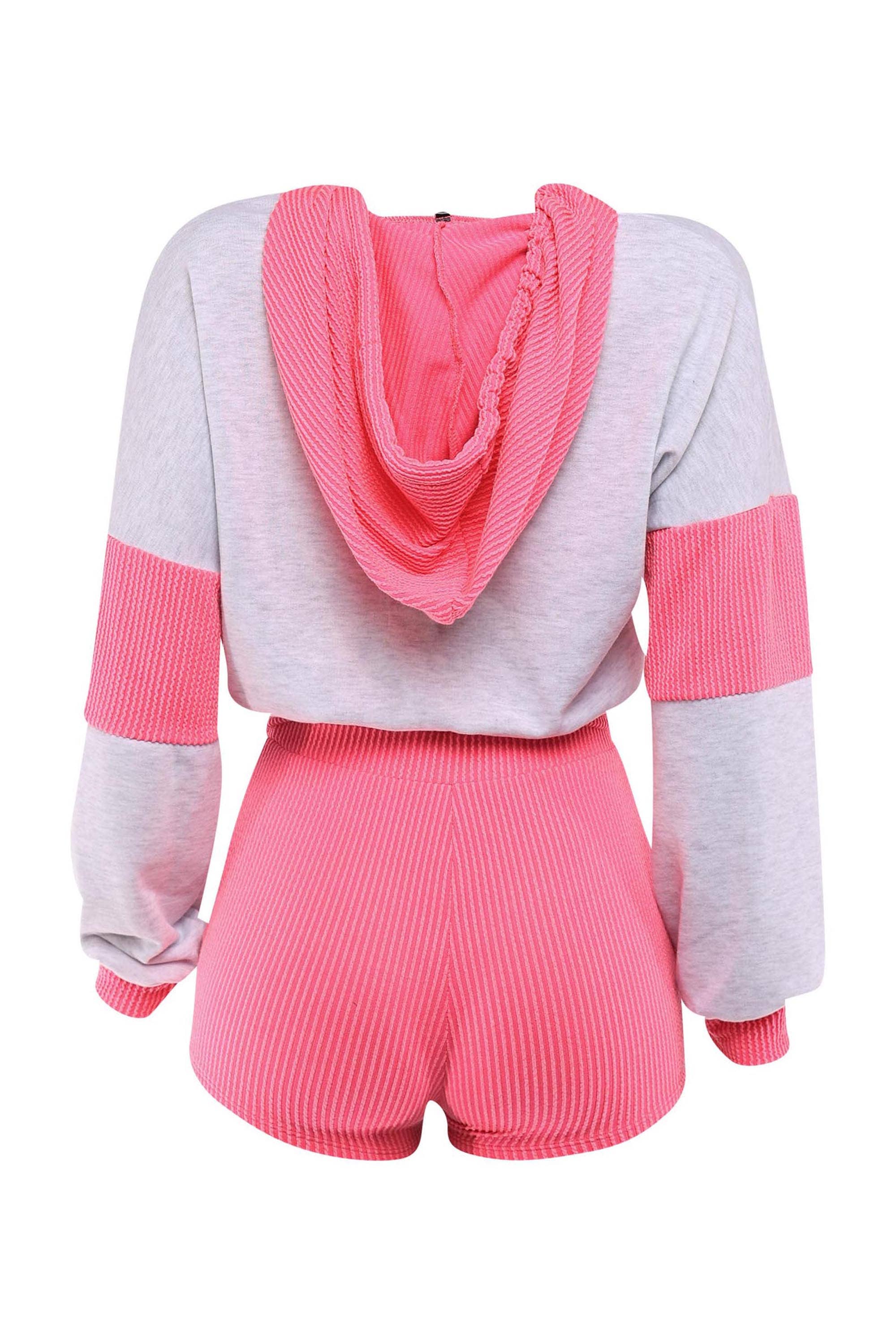K Too - Wholesale Top & Short Set (NOT Loungewear) - Women's - Color block hoodie & shorts set12