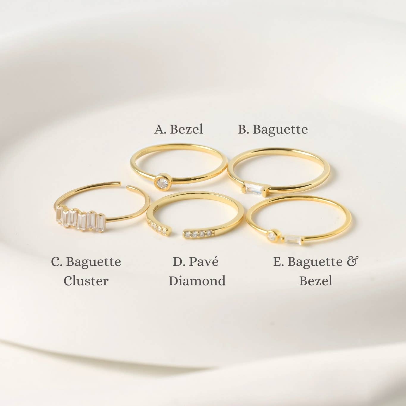 Blueyejewelry - Vente Anneau/bague à empiler - Bagues en argent 925 et diamants - Bague avec lunette - Bague baguette0