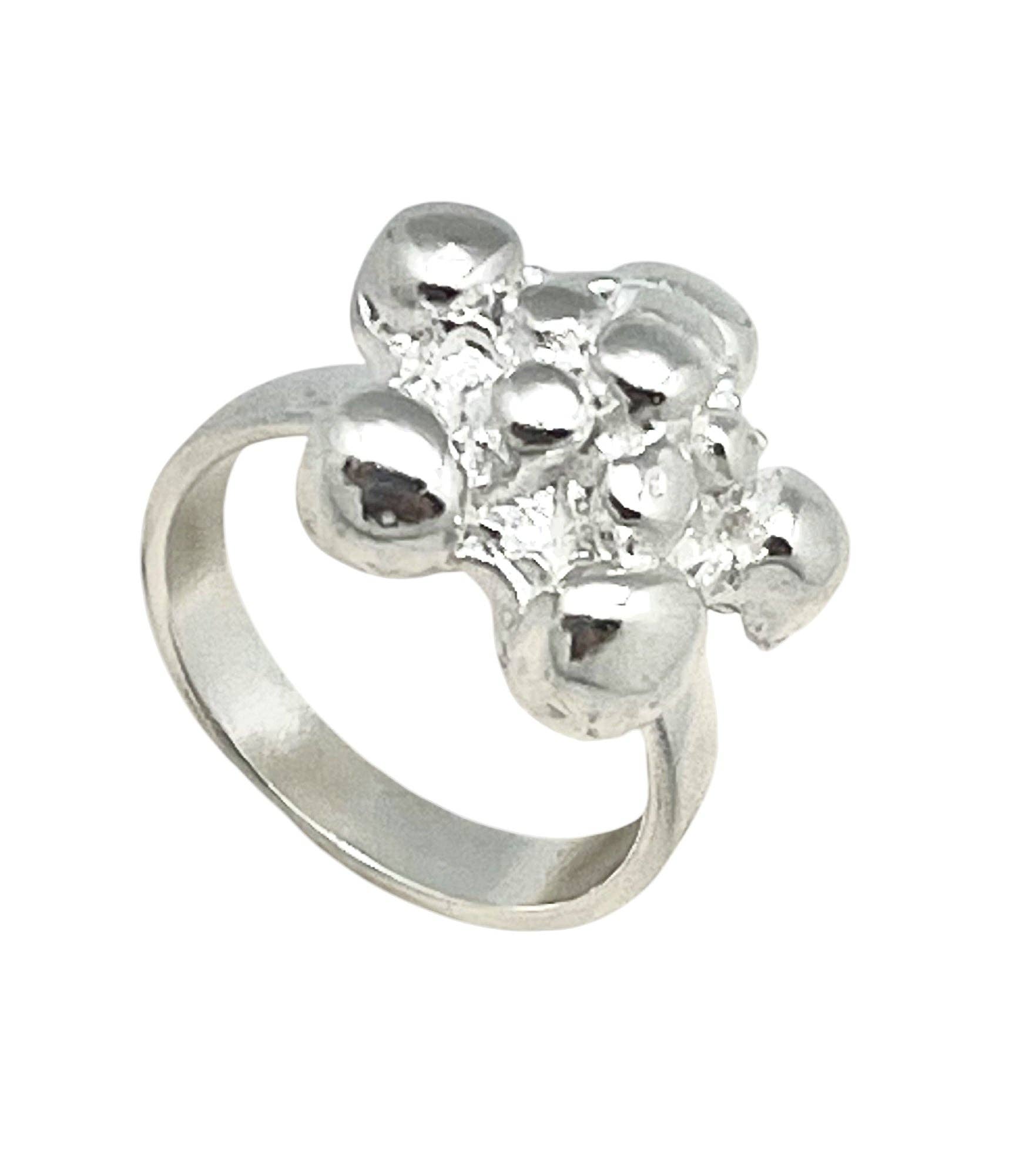 Gloria Mago - Wholesale Cocktail/Statement Ring - Flower Bubbles Ring in 10µ silver